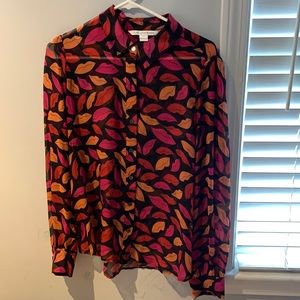 DVF lip print blouse, never worn!